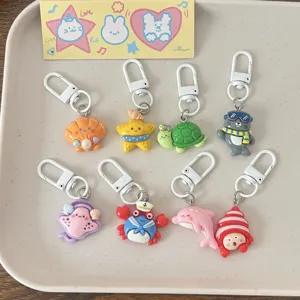 Cute marine animal keychains featuring 8 unique cartoon sea creature designs for gifts.