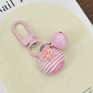 Süßer rosa Kirschblüte Dessert Glocke Schlüsselanhänger ästhetische süße Tasche Anhänger
