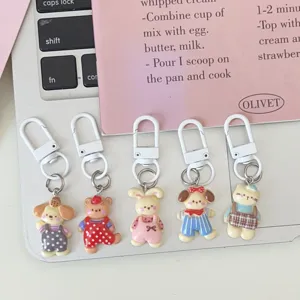 Carino Cartone Animato Animale Resina Portachiavi Pois Salopette Orso Coniglio Gatto Ciondolo Retro Accessorio Zaino