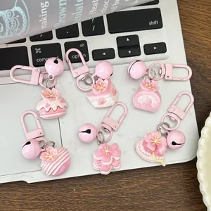 Rosa Kirschblüte Dessert Schlüsselanhänger Set süße ästhetische Schultasche Accessoires