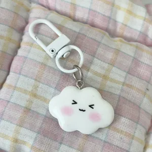 Cute cloud keychain with blush expression, soft cute bag charm pendant for girls and couples.