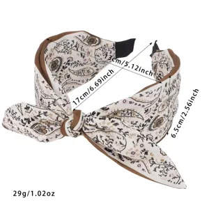 Cerchietto con fiocco in tessuto paisley fascia per capelli retro accessori donna 29g