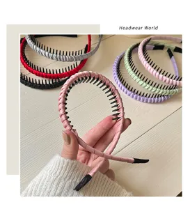 Children satin pleated headband with teeth anti-slip hair hoop cute girls hair accessories