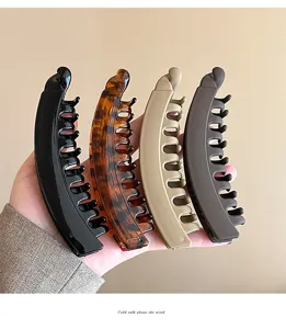 Matte and glossy banana hair clips set, elegant vertical hair claw for women ponytail.