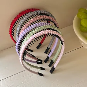Children Pleated Headband Non-slip Hair Hoop Fabric Wrapped Hair Accessories With Teeth For Girls Daily Hair Styling