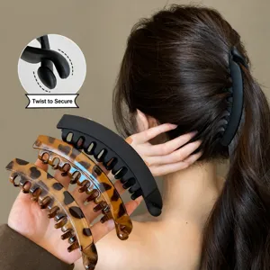 Matte and leopard print banana hair clips for women, stylish vertical claw clips for high ponytails.