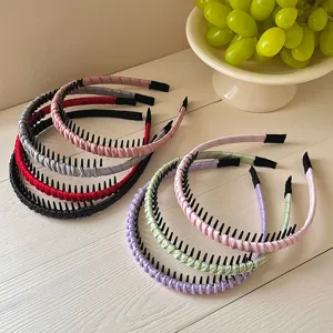 Kids pleated tooth headbands anti-slip hair hoops cute satin hair accessories for girls daily wear