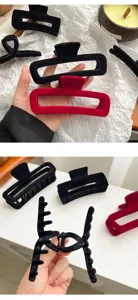 Elegant velvet hair claw clip for women, retro autumn winter large black red hair accessories