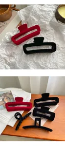 Elegant retro velvet hair claw clips large rectangular shark clips for winter hair accessories