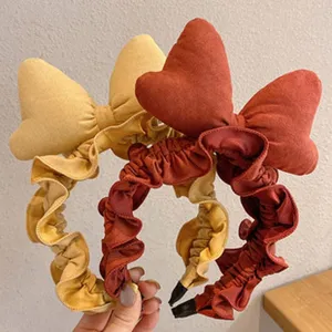 Elegant fabric hairband with big bow retro style high cranial top vintage hair hoop 85b