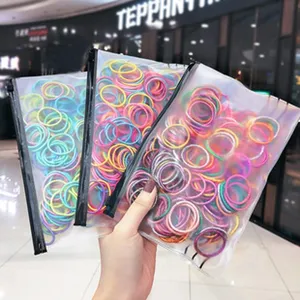 Set di elastici per capelli colorati in sacchetti trasparenti, elastici resistenti per acconciature