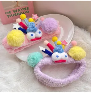 Cute plush funny big-eyed hairband women's wide-brim face washing hair hoop headband