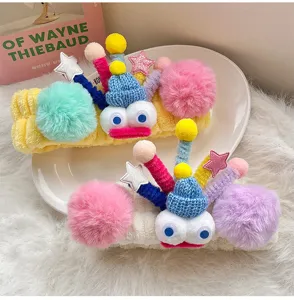 Plush funny big-eyed cute headband for women, soft wide hair hoop for daily face washing and makeup.