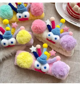 Cute plush googly eyes hair band wide brim fluffy cute washing face headband for women