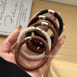 Thick braided hair ties with metal buckle, high elastic ponytail hair bands for women daily use.