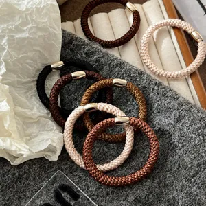 Thick braided elastic hair ties for women, high elasticity ponytail holders, colorful hair items.