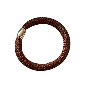 Thickened braided hair tie with golden accent, high elasticity ponytail holder hair band.