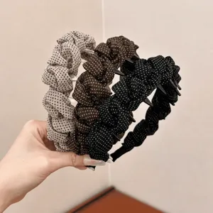 Chiffon Polka Dot Headband With Teeth ABS Hair Hoop Sweet Hair Accessories For Women Daily Fashion Styling