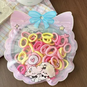 Cute kids candy color hair ties elastic mini hair bands detail view for girls hairstyles