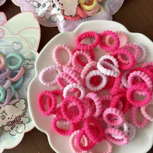 50pcs Candy Color Kids Hair Ties Soft Elastic Mini Hair Bands Cute Toddler Ponytail Holder