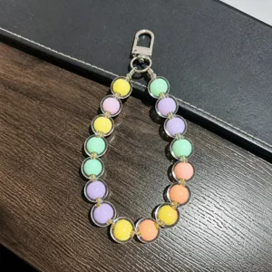 Colorful beaded keychain strap cute pastel charm phone pendant bag accessory lovely key ring