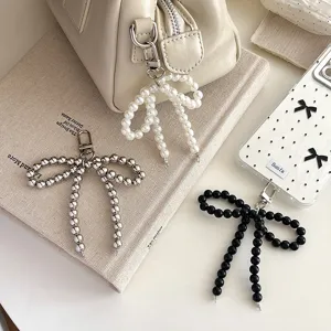Creativo Ciondolo Fiocco di Perla Ciondolo Borsa Custodia Telefono Portachiavi Ornamento Sospeso Squisito Accessorio Regalo