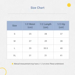 Size chart for shaping underwear showing waist and hip dimensions for S to XL sizes.