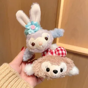 Cute plush rabbit and bear hair claw clips, soft fuzzy cartoon hair accessories for women and girls.