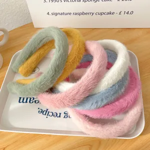 Cerchietto spesso in peluche accogliente color caramella inverno accessori capelli