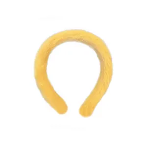 Fascia per capelli in peluche giallo da donna, cerchietto invernale morbido, accessorio retro dolce.