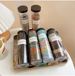 Canned hair ties set, colorful rubber bands for women, ponytail holders, cute hair accessories.