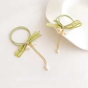Cravatta Per Capelli Con Fiocco E Nappa Giglio Della Valle Verde Accessorio Elegante Donna