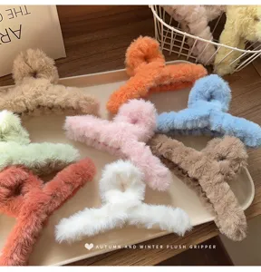 Autumn and winter plush hair claw large shark clip fluffy hair accessory for women hair styling