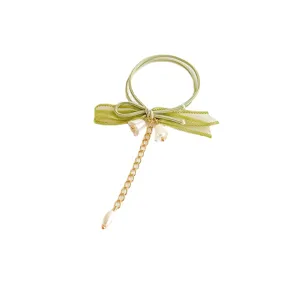 Crinolina verde stile foresta mughetto fiocco nappa elastico per capelli carino accessorio donna