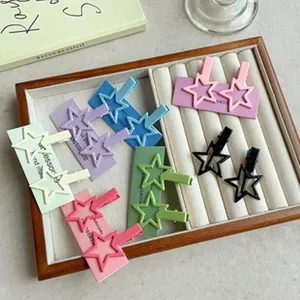 Bunte Metall Stern Haarklammern Y2K Stil SeitenPony Clip süße Haarnadel Haarschmuck