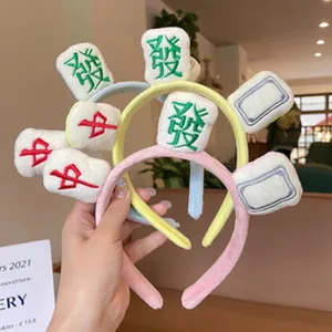 Plush Mahjong tile headband cute fuzzy hair hoop stylish headwear for daily fashion wear