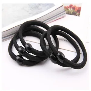 Elastici per capelli neri con perline, fasce resistenti per styling quotidiano e coda di cavallo.