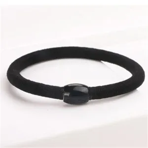Elastico per capelli nero ed elastico con decorazione di perle lucide per stile quotidiano.