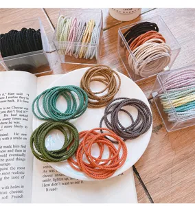 Seamless macaron hair ties high elasticity colorful rubber bands hair accessories set