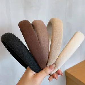 Korean style thick sponge headband solid color minimalist hair hoop cute daily hair accessories