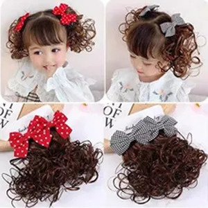 Lindo gancho de pelo rizado para ninos con lazo extension de mono accesorio para nina