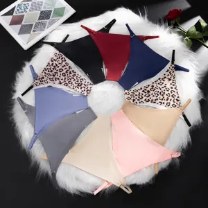 String Femme Taille Basse Sans Coutures Soie Glacée Sexy Multicolore Anneau Métal Détail