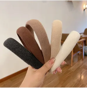 Thickened sponge headband solid color hair hoop women fashion soft hair accessories set.