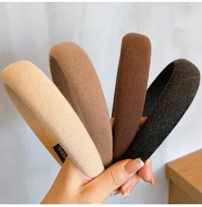 Thickened sponge fabric hair band minimalist solid color wide hair hoop for women girls