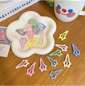 Juego de pinzas para el pelo infantiles color macaron, adorables accesorios de estrella para niñas.