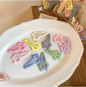 Juego de horquillas de estrella color macaron para niños, pinzas BB lindas, accesorios de pelo.