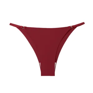 Femme sexy taille basse rouge vin string sans coutures en soie de glace vue principale.