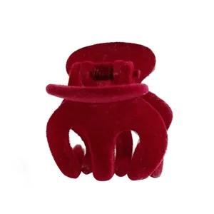Red velvet hair claw clip for women, vintage elegant hair accessories for thick hair styling.