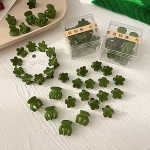 Mini mollette per capelli in velluto verde graziose forcine fiori piccoli accessori