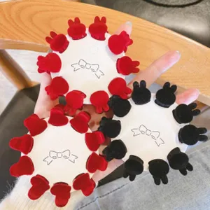 Mini mollette per capelli in peluche set simpatici fermagli neri e rossi per donne ragazze